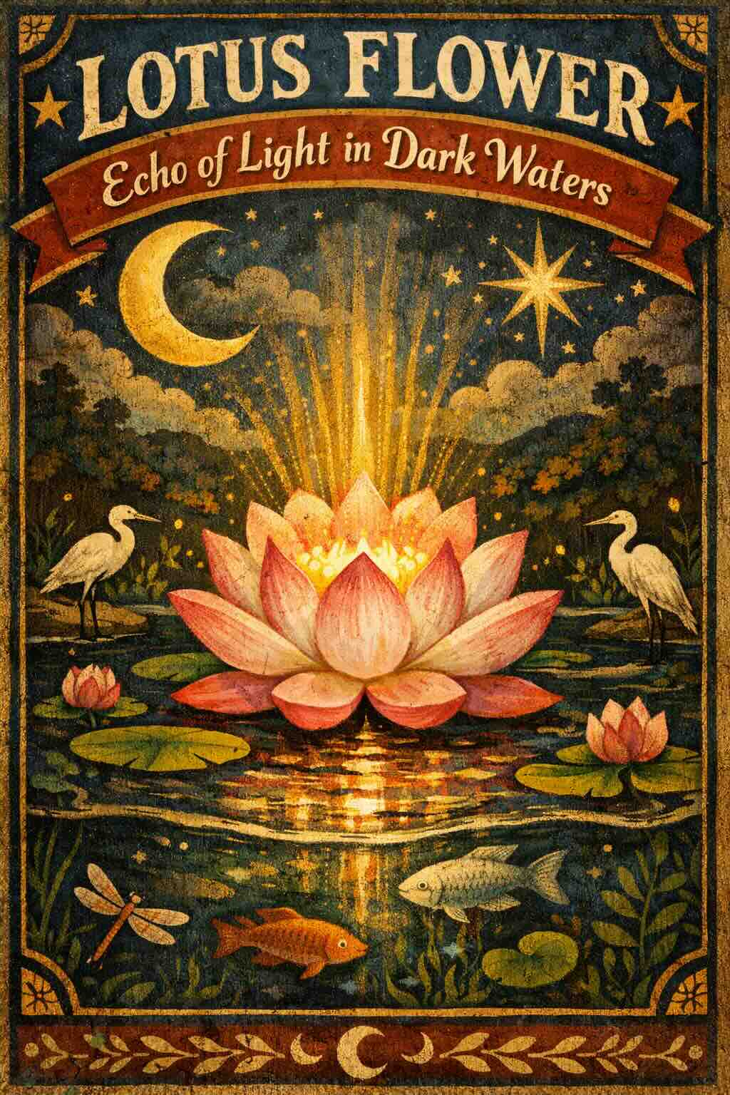 Lotus Flower Echo of Light in Dark Waters